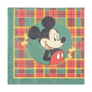 Guardanapo Natalino de Papel Mickey Xadrez Vermelho e Verde