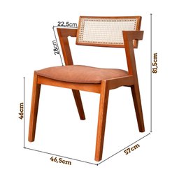 Kit 2 Cadeiras em Madeira Maciça, Rattan de Fibra 100% Natural e Estofada Verona Authentic Espresso  - 5