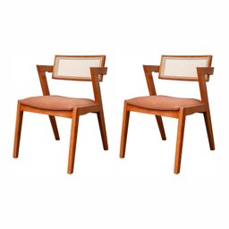 Kit 2 Cadeiras em Madeira Maciça, Rattan de Fibra 100% Natural e Estofada Verona Authentic Espresso  - 1