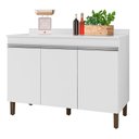 Ver imagem 1 de Balcão Karen 119cm 3 Portas Branco com Tampo MDP - Peternella Móveis