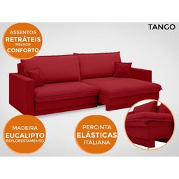 Sofá Tango 2,00M Sem Caixa, Retrátil e Reclinável Velosuede Vermelho - Netsofás - 5