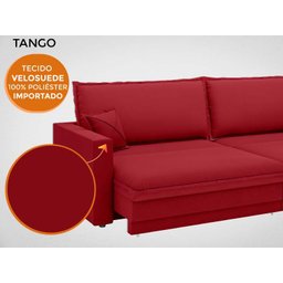 Sofá Tango 2,00M Sem Caixa, Retrátil e Reclinável Velosuede Vermelho - Netsofás - 6