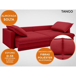 Sofá Tango 2,00M Sem Caixa, Retrátil e Reclinável Velosuede Vermelho - Netsofás - 4