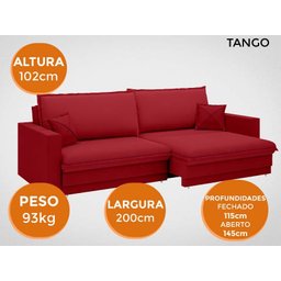 Sofá Tango 2,00M Sem Caixa, Retrátil e Reclinável Velosuede Vermelho - Netsofás - 7