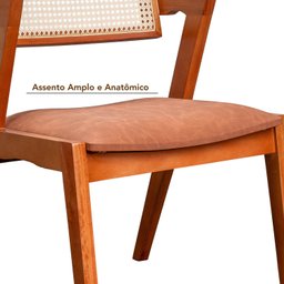 Kit 4 Cadeiras em Madeira Maciça, Rattan de Fibra 100% Natural e Estofada Verona Authentic Espresso  - 10