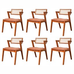 Kit 6 Cadeiras em Madeira Maciça, Rattan de Fibra 100% Natural e Estofada Verona Authentic Espresso  - 1