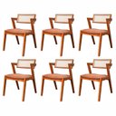 Ver imagem 1 de Kit 6 Cadeiras Madeira Maciça, Rattan de Fibra 100% Natural e Estofada Verona Espresso Móveis