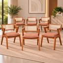 Ver imagem 1 de Kit 6 Cadeiras Verona Madeira Maciça com Rattan Fibra Natural Espresso Móveis