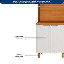 Ver imagem 4 de Conjunto Paneleiro Duplo, Aéreo e Balcão 120cm Bari - Freijo UV/Off Acetinado