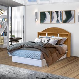 Cabeceira Casal Solteiro para Cama 3 Nichos Multiuso 140 cm Quarto Dormitório Marrom Madeira - 1