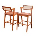 Ver imagem 4 de Kit 2 Banquetas Madeira Maciça, Estofada e Rattan de Fibra 100% Natural Nápoles Espresso Móveis Marrom/Champagnhe/Couro