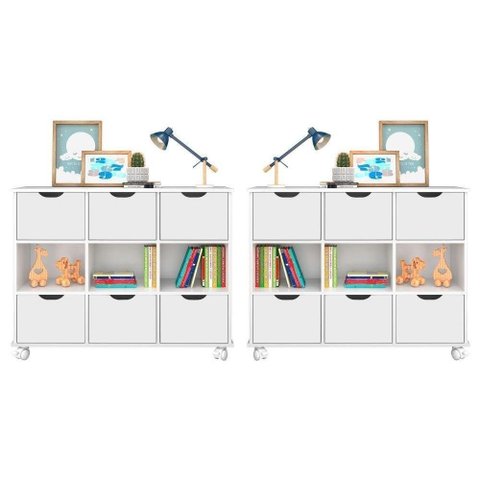 2 Nichos Organizadores Toys 6 Gavetas Branco Mpozenato