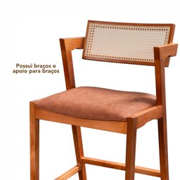 Conjunto Mesa Bistrô e 2 Banquetas em Madeira Maciça, Estofada e Rattan de Fibra 100% Natural Nápoles Authentic - 19