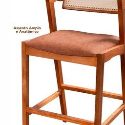 Conjunto Mesa Bistrô e 2 Banquetas em Madeira Maciça, Estofada e Rattan de Fibra 100% Natural Nápoles Authentic - 18