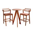 Ver imagem 3 de Conjunto Mesa Bistrô e 2 Banquetas Madeira Maciça, Estofada e Rattan de Fibra 100% Natural Nápoles a