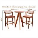 Ver imagem 4 de Conjunto Mesa Bistrô e 2 Banquetas Madeira Maciça, Estofada e Rattan de Fibra 100% Natural Nápoles a