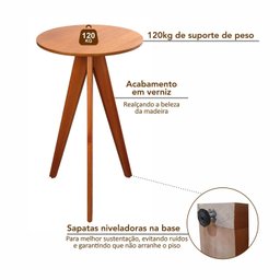 Conjunto Mesa Bistrô e 2 Banquetas em Madeira Maciça, Estofada e Rattan de Fibra 100% Natural Nápoles Authentic - 9
