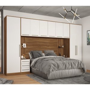Guarda Roupa Dormitório Modulado Irlanda Casal/queen - Amêndola Touch e Branco - Roupeiro Demobile C