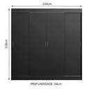 Ver imagem 3 de Guarda-Roupa Casal Madesa Austin 4 Portas de Correr 3 Gavetas Preto Cor:Preto