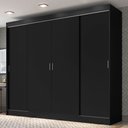 Ver imagem 1 de Guarda-Roupa Casal Madesa Austin 4 Portas de Correr 3 Gavetas Preto Cor:Preto