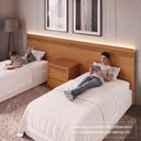 Ver imagem 6 de Painel Cabeceira Frisado Casal/Queen com LED e Mesa de Cabeceira 109x270cm