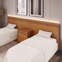 Ver imagem 1 de Painel Cabeceira Frisado Casal/Queen com LED e Mesa de Cabeceira 109x270cm