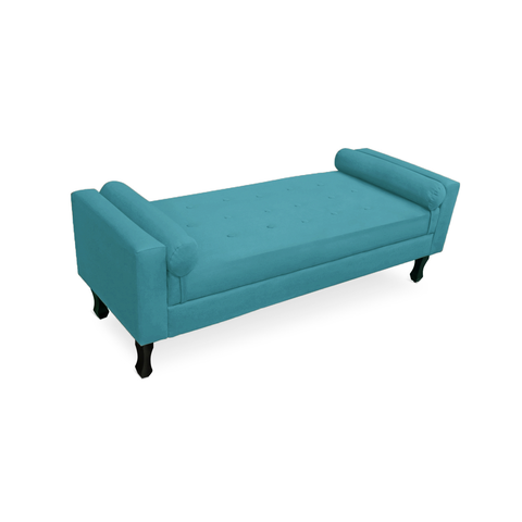 Recamier Calçadeira Fênix Baú Estofado Quarto Queen 160cm Suede Azul Turquesa