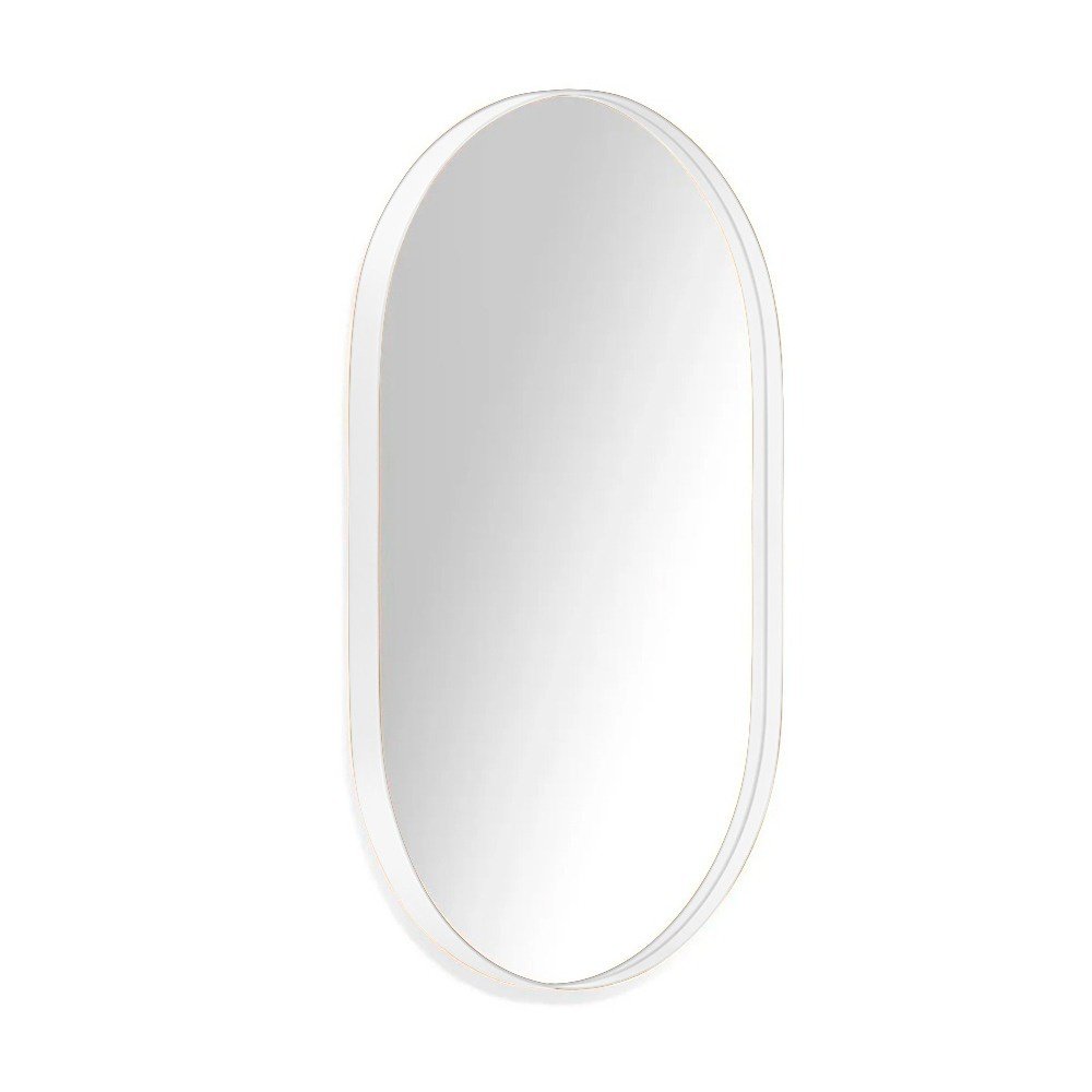 Espelho Decorativo Oval Com Moldura Branca Para Sala Banheiro 80x50cm - 2