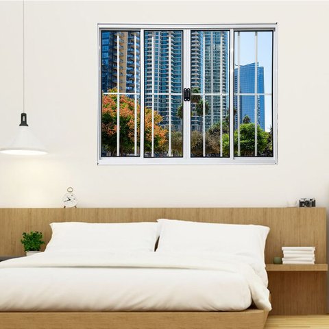 Janela Vitrô de Alumínio 4 Folhas 100 X 100cm Modular com Grade Esquadrias Bergamo
