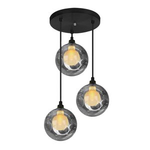 Lustres Pendentes Triplo Preto Harmony Bolinha Fumê