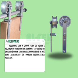 Kit para Porta até 70cm Roldana Aparente Tubular Prata - 1,40m - 6
