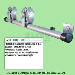 Kit para Porta até 70cm Roldana Aparente Tubular Prata - 1,40m - 5