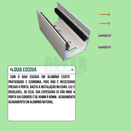 Kit para Porta até 70cm Roldana Aparente Tubular Prata - 1,40m - 7