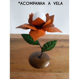 Castiçal de Ferro Simples Barato para Decoração de Aparador e Mesa de Festa - Laranja