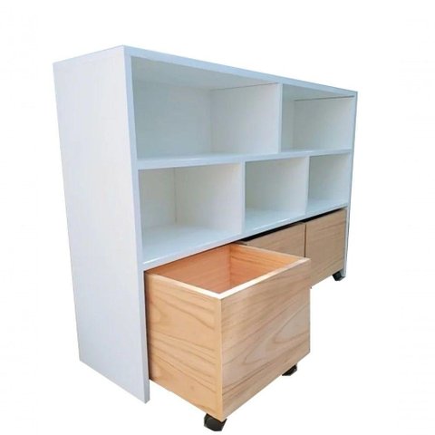 Estante De Nichos Com Baús Organizadores Natan 100% Mdf