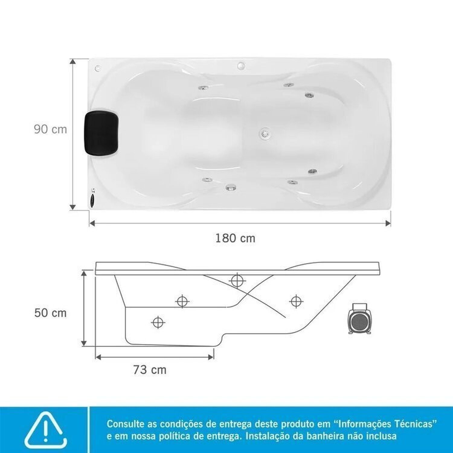 Banheira de Hidromassagem Due Gran Luxo P1 - 110v - com Aquecedor e Cromoterapia - 4