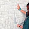 Painel 3d de Espuma Autocolante Adesivo Revestimento de Parede Tijolo Branco 70x77cm - 1