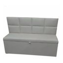 Ver imagem 3 de Conjunto Canto Alemão Baú Encosto Ripado Suede 150x45cm Areia