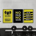 Ver imagem 2 de Kit 3 Quadros o Corpo Alcança o que a Mente Acredita 33x24cm - com Vidro:madeira Branca