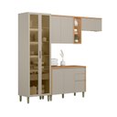Ver imagem 7 de Conjunto Cozinha Completa Modulada 4 Peças MDF Allure Marrom/Jequitibá/Gris Fosco