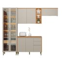 Ver imagem 2 de Conjunto Cozinha Completa Modulada 4 Peças MDF Allure Marrom/Jequitibá/Gris Fosco