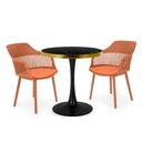Ver imagem 1 de Conjunto Mesa de Jantar Redonda Majestic 70cm Preta com 2 Cadeiras Estofadas Marcela - Marrom