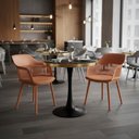 Ver imagem 2 de Conjunto Mesa de Jantar Redonda Majestic 70cm Preta com 2 Cadeiras Estofadas Marcela - Marrom