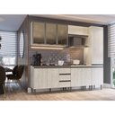 Ver imagem 1 de Cozinha Americana Completa Modulada Greta 5 peças 3 Portas de Vidro- Crema - Megasul