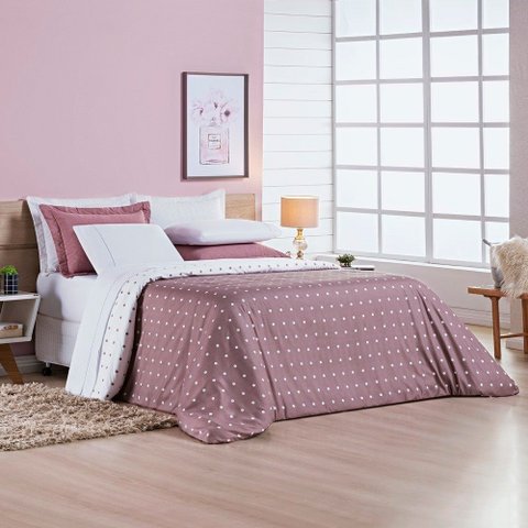 Duvet 200 Fios Capa para Edredom Petit Poá Queen 01 Peça - Rose Bia Enxovais