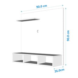 Painel Quarto Sala Tv 32 Polegadas C/ Nichos:canelado C/ Off-white - 3