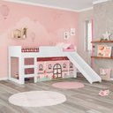 Ver imagem 2 de Cama Infantil com Escorregador Doce Casinha Joy Branca Cor: Rosa