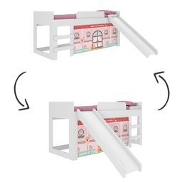 Cama Infantil com Escorregador Doce Casinha Joy Branca Cor: Rosa - 3
