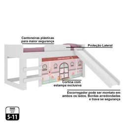 Cama Infantil com Escorregador Doce Casinha Joy Branca Cor: Rosa - 4