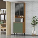 Ver imagem 1 de Paneleiro Torre Quente 1 Forno Portas de Vidro e Madeira - Toscana Freijó/jade